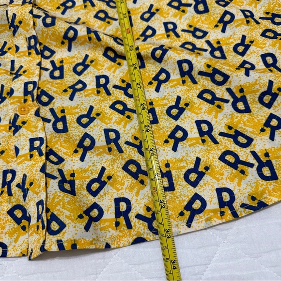 Vintage Rocawear 3XL Button Up Shirt All Over Print Y2K Hip Hop Yellow Blue - Picture 6 of 6